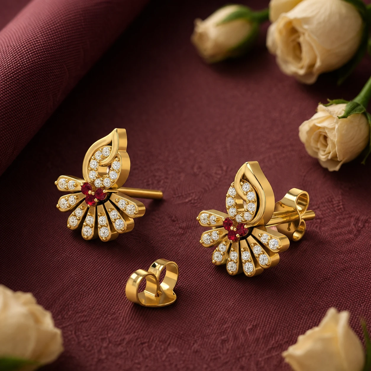 garnet-fan-studs-fashion-earrings