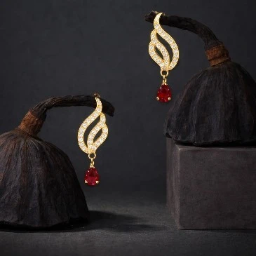 Garnet Gold Filled Statement Teardrop Earrings