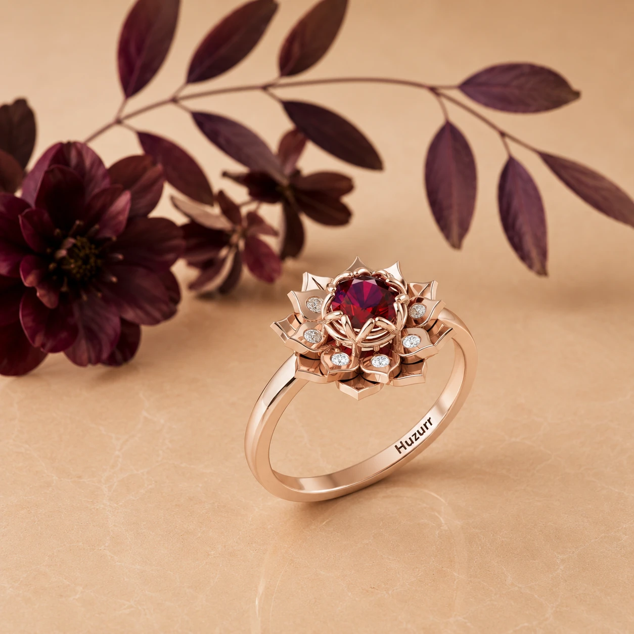 garnet-rose-gold-plated-floral-ring