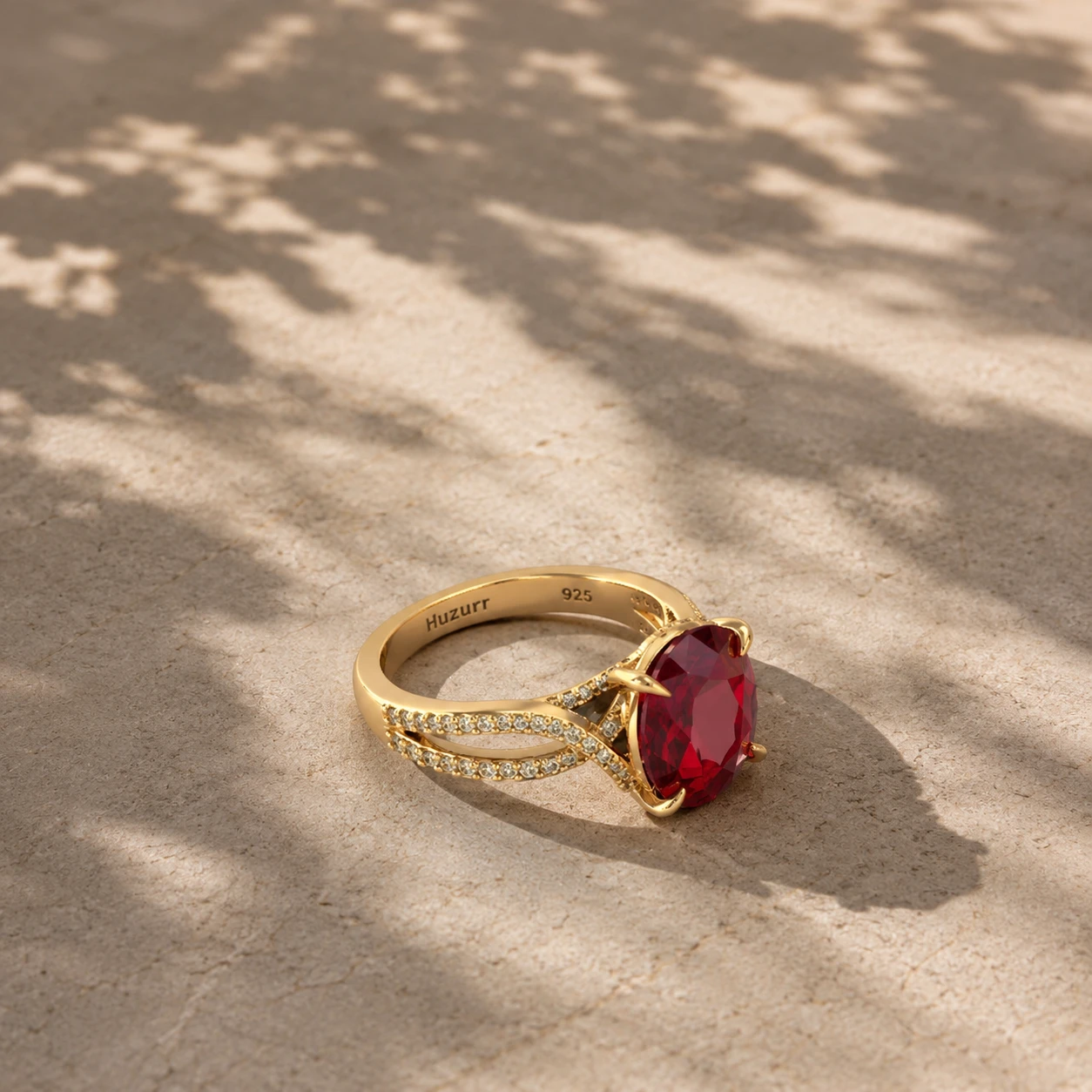 Cushion-Cut Garnet Royal Twisted Shank Ring For Men