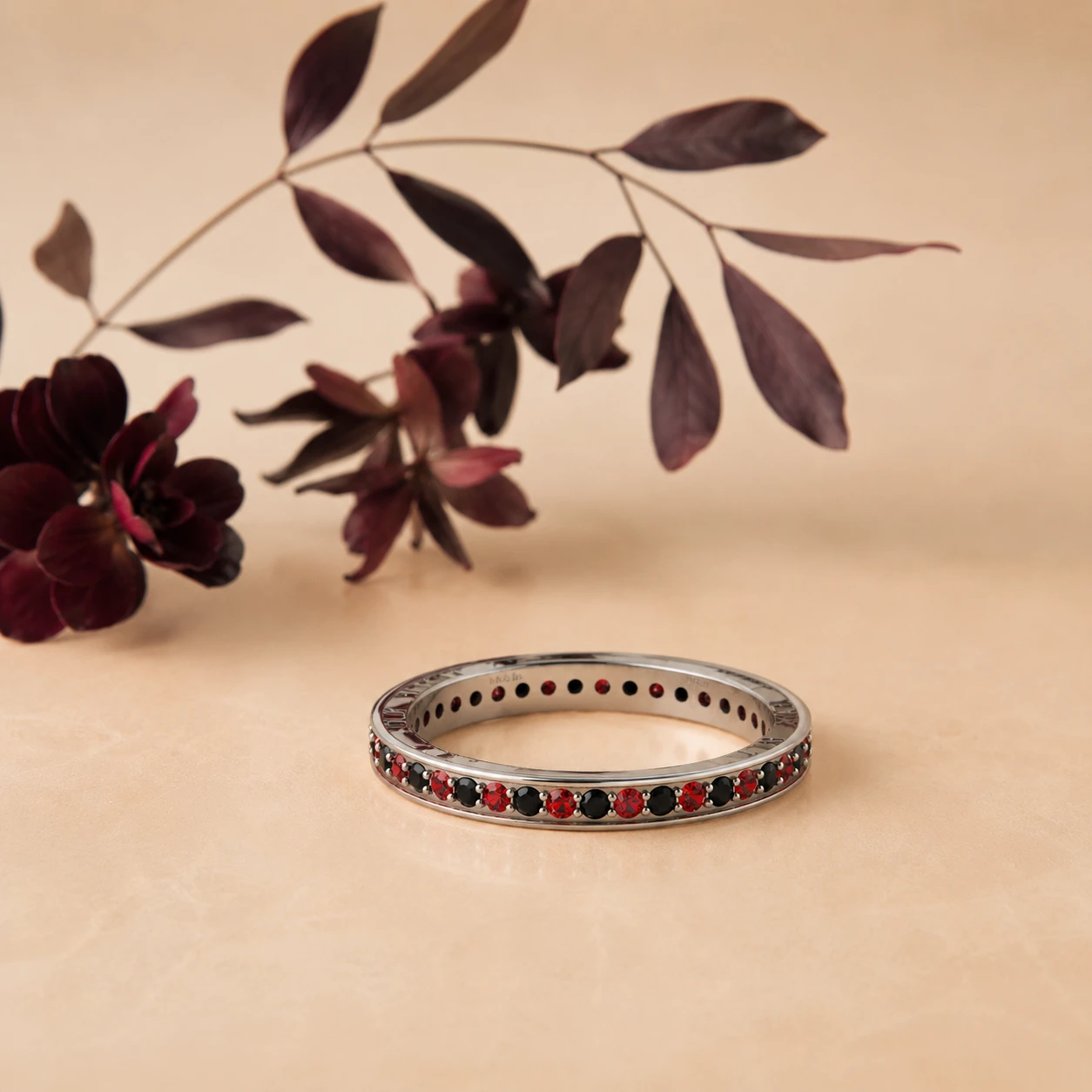 garnet-silver-eternity-band-ring