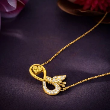 Heart Cut Citrine Gold Filled Infinity Butterfly Pendant