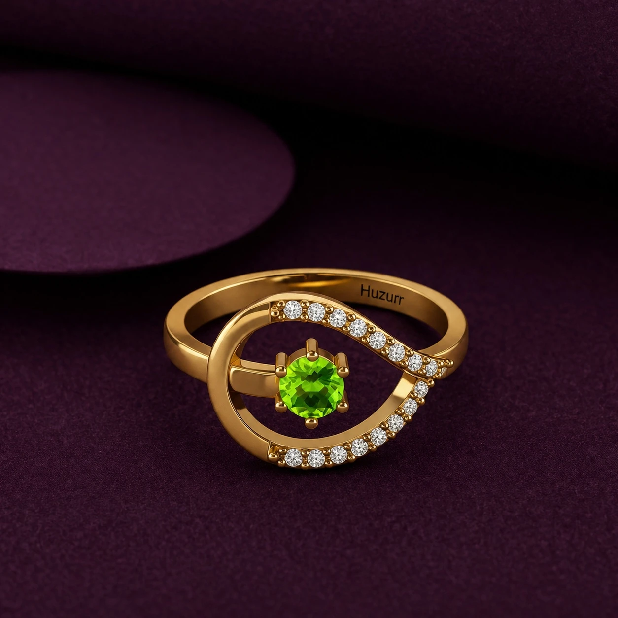 Gleaming Peridot Diamond Gold Plated Ring