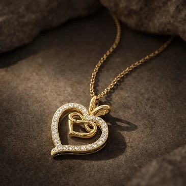 Gold Plated Diamond Infinity Heart Pendant
