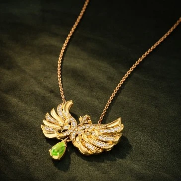 Pear-Cut Peridot Guardian & Angel Wings Pendant For Men