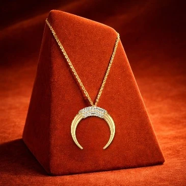 Half Moon Diamond Necklace For April Born