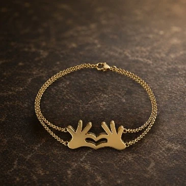 Hands-Heart Gold Filled Double Chain Bracelet