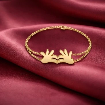 Hands-Heart Double Chain Bracelet