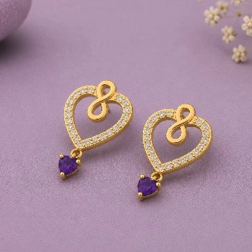Amethyst Infinity Heart Gold Filled Drop Earring
