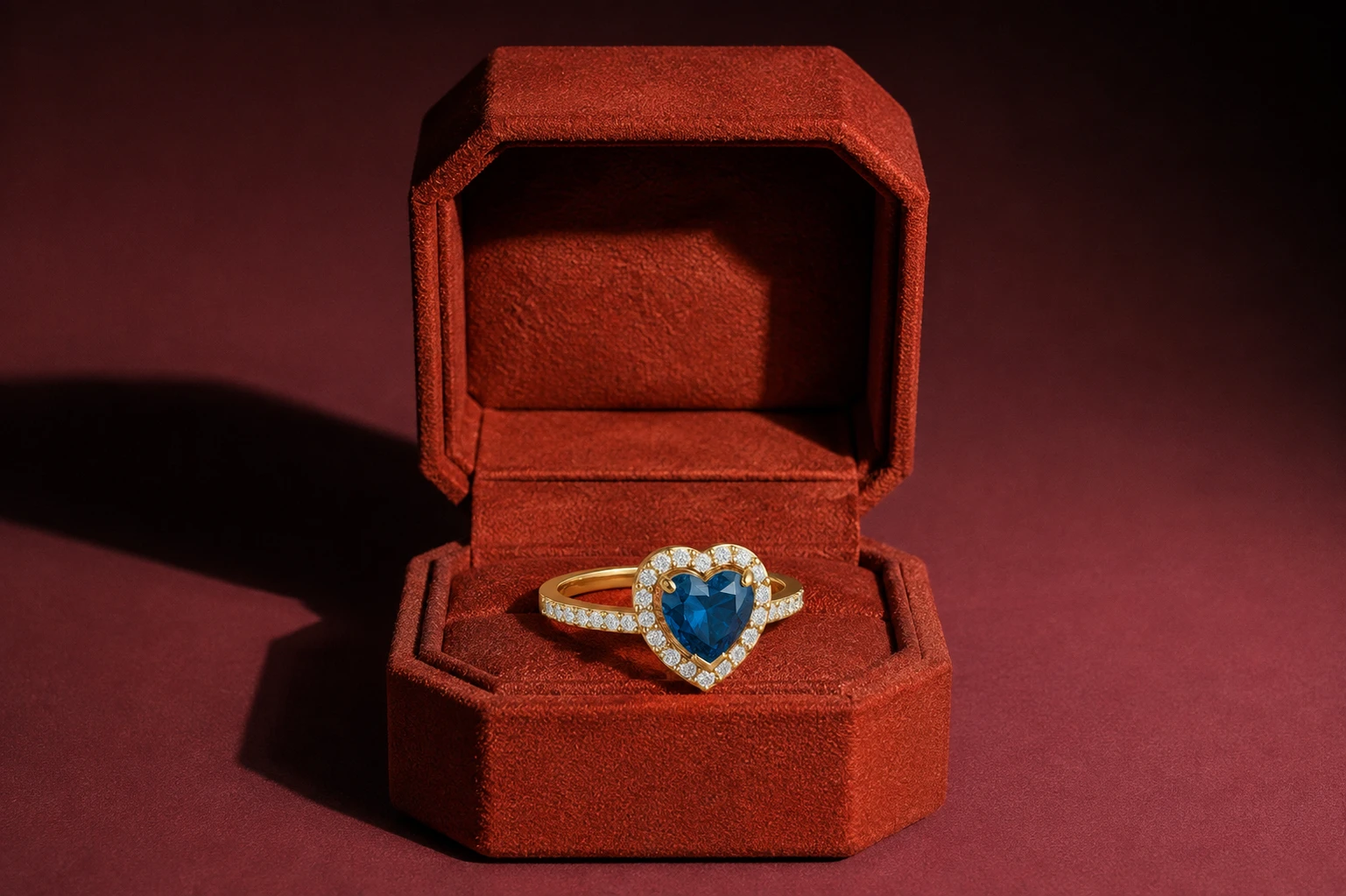heart cut blue diamond engagement ring