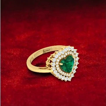 Heart-Cut Emerald And Diamond Victorian Ring
