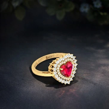 Heart-Cut Ruby And Diamond Victorian Ring