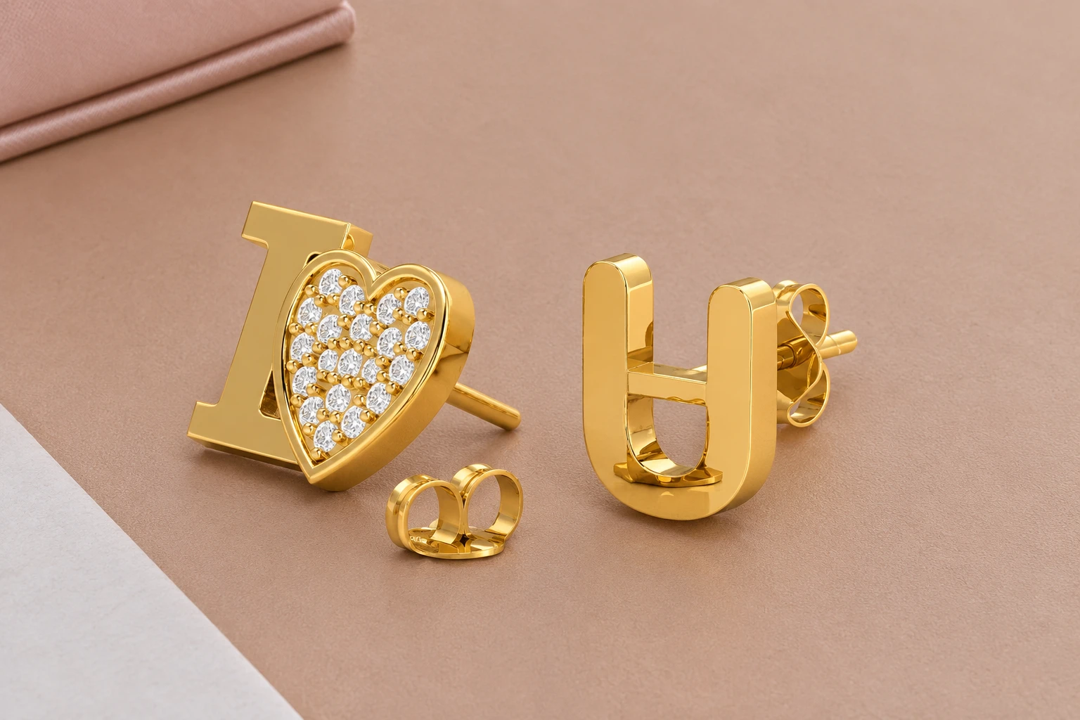 i love u heart studs