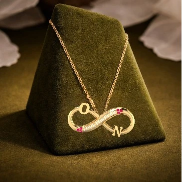 Ruby Love Forever Infinity Pendant With Initial O & N