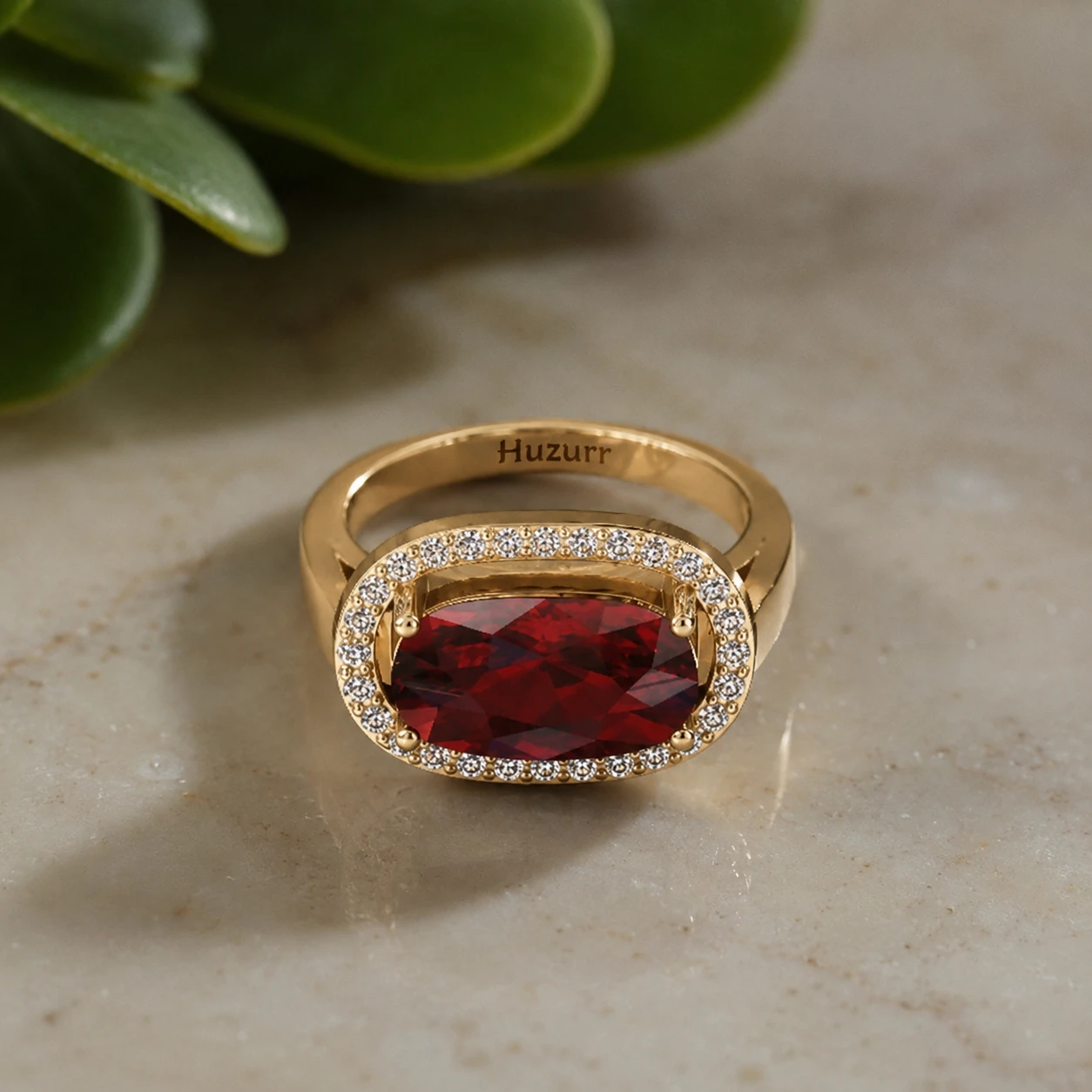 January Birthstone Cushion Garnet Ring