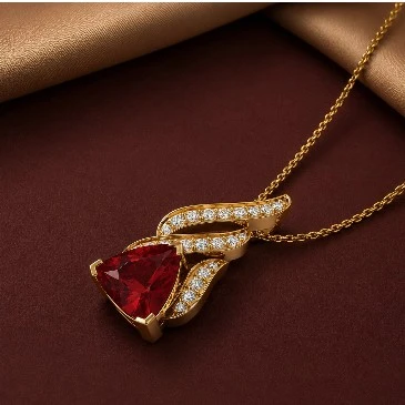 January Birthstone Trillion Garnet Flame Pendant