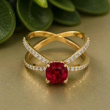 July Birthstone Cushion Square Ruby Solitaire Ring