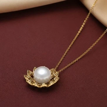 June Birthstone Freshwater Pearl Flower Blooming Pendant