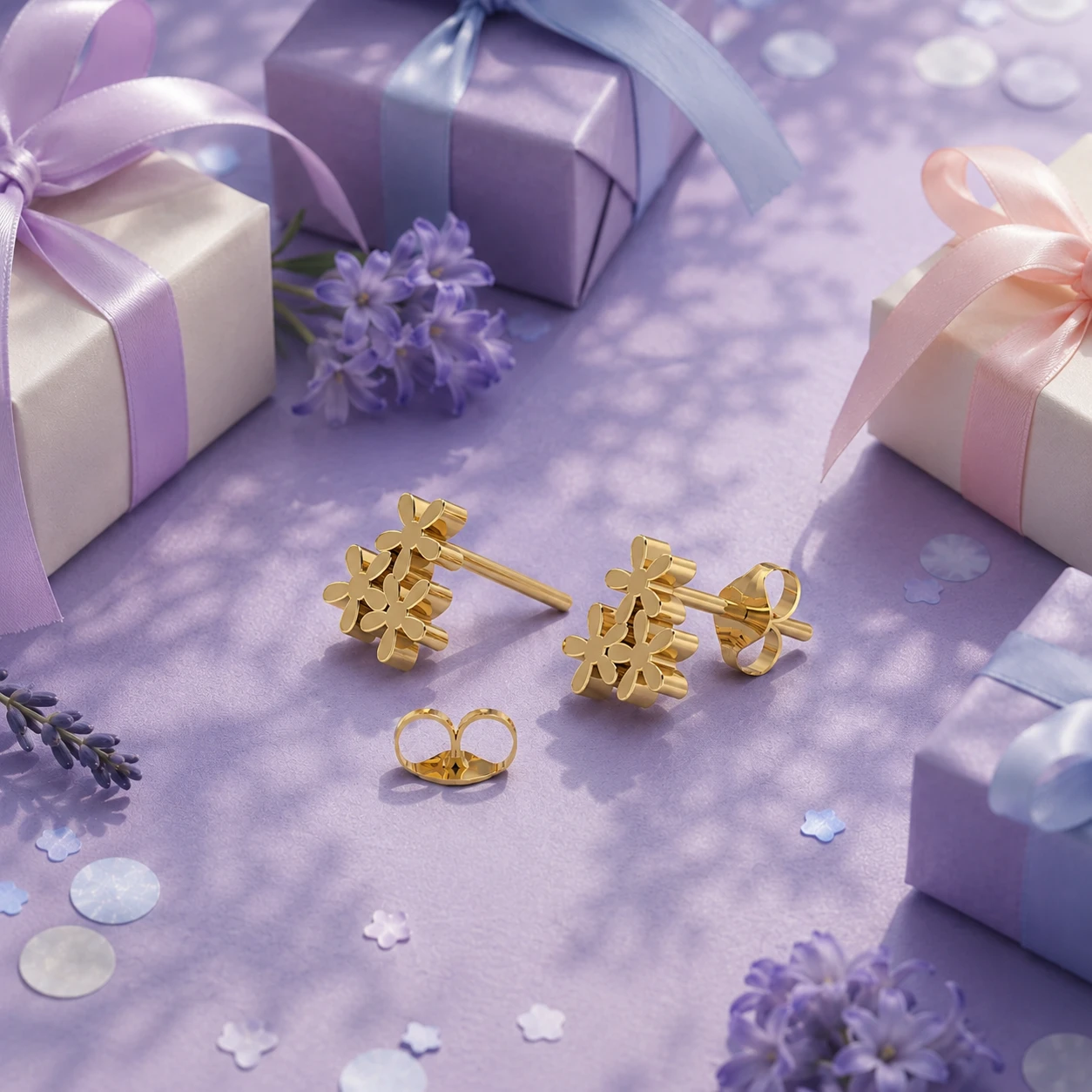 Kids mini flower gold-plated stud earrings for comfortable everyday wear