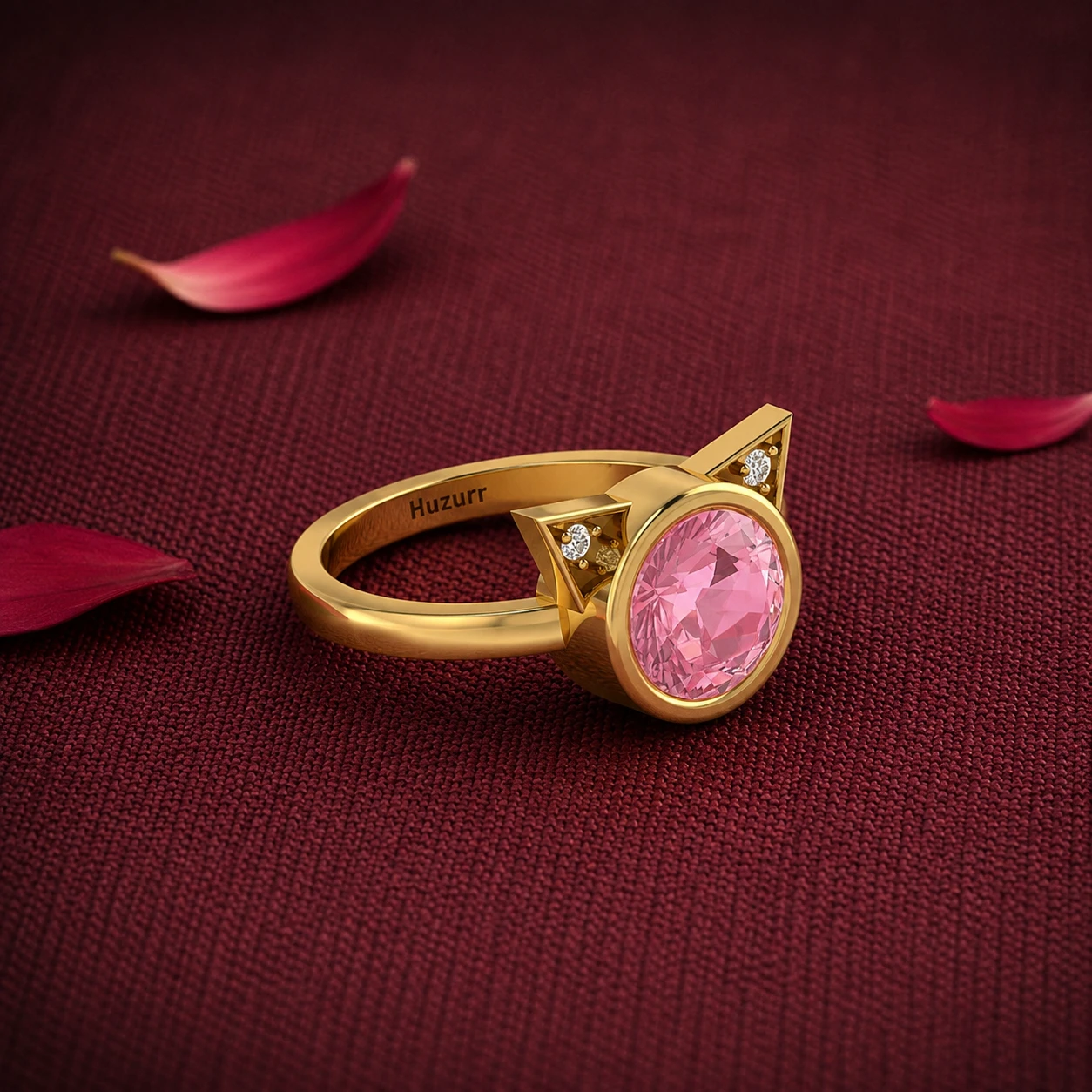 Kitty Round Morganite Solitaire Cat Ring