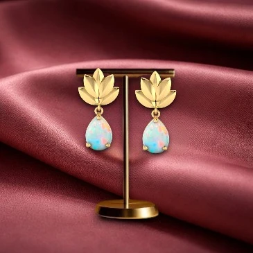 Leaf Tear Drops Opal Earrings