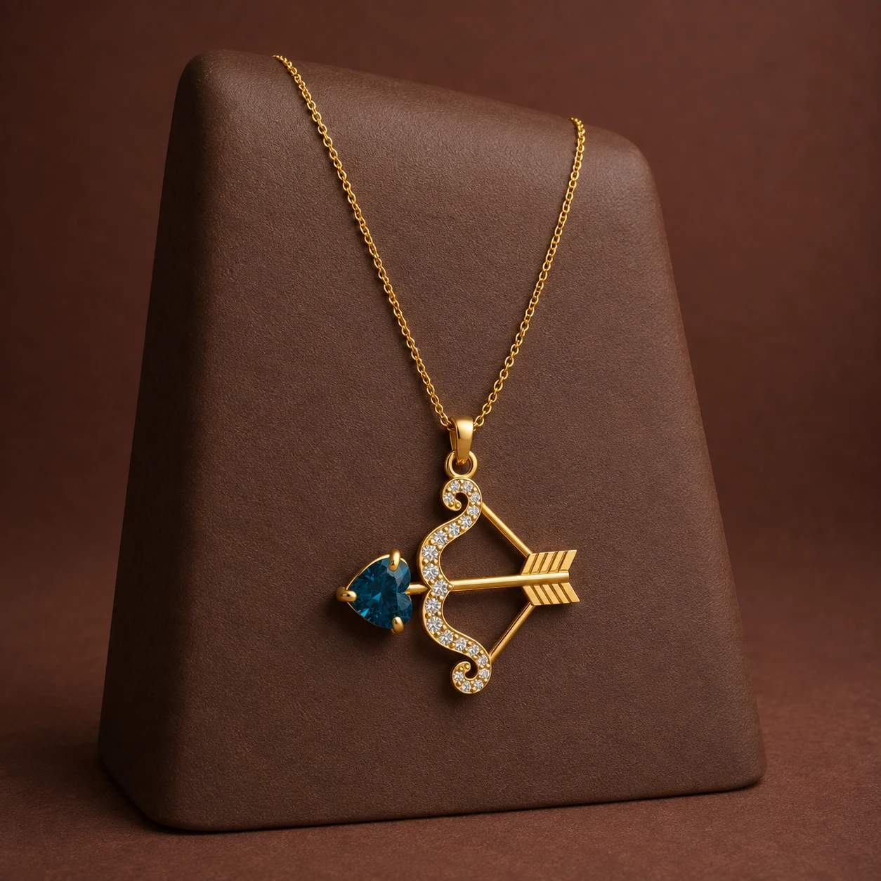 London Blue Topaz Bow-Arrow Heart Pendant