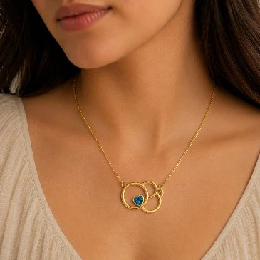 Heart-Cut London Blue Topaz Open Circles Pendant