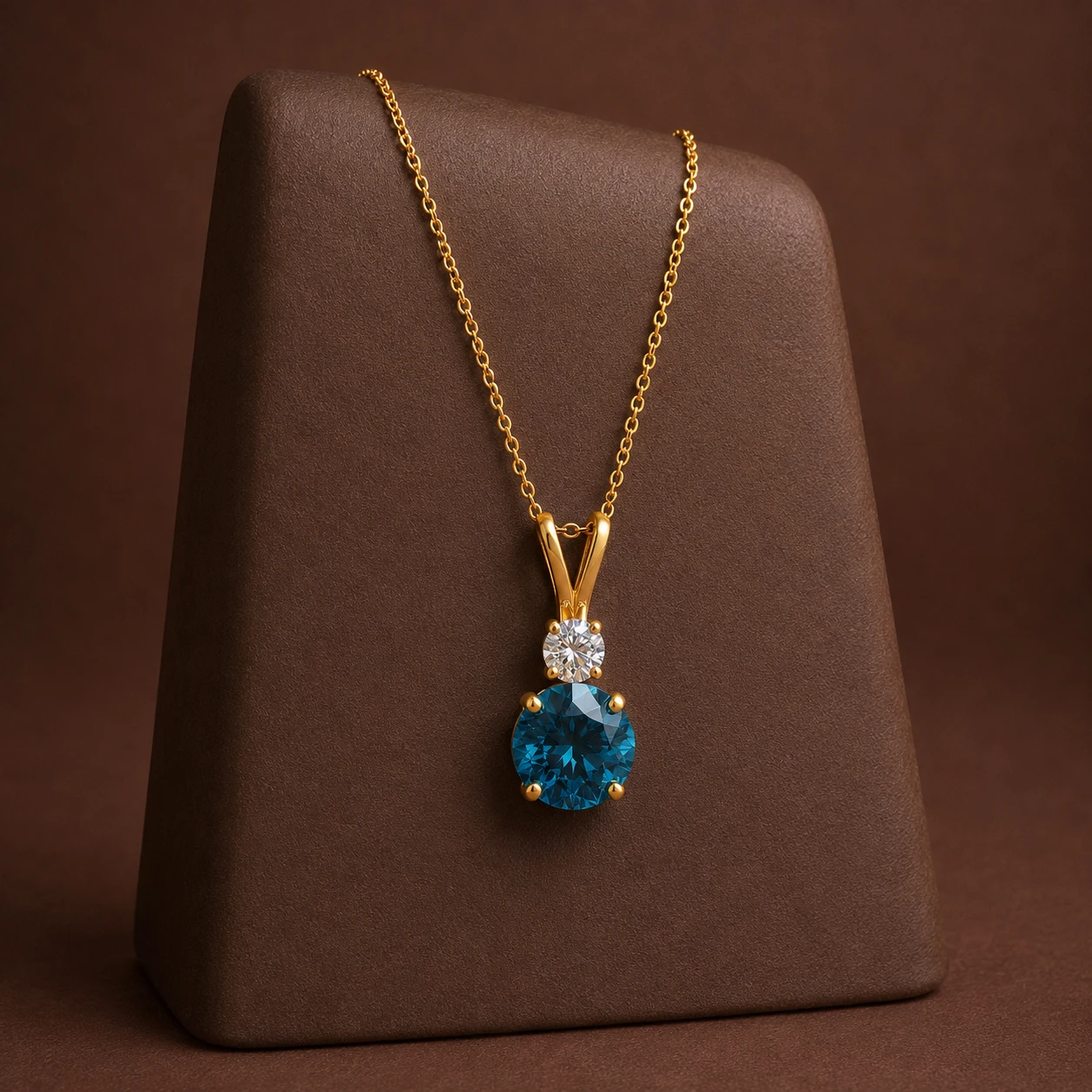 London Blue Topaz Solitaire V-Bale Necklace