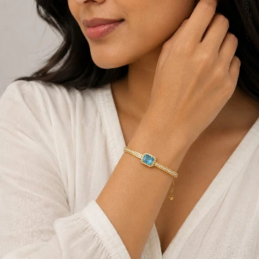 March Birthstone Emerald-Cut Aquamarine Bracelet