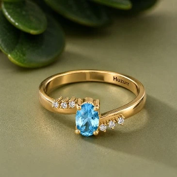 March Birthstone Oval Aquamarine Solitaire Ring