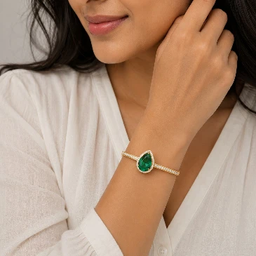 May Birthstone Teardrop Emerald Bracelet