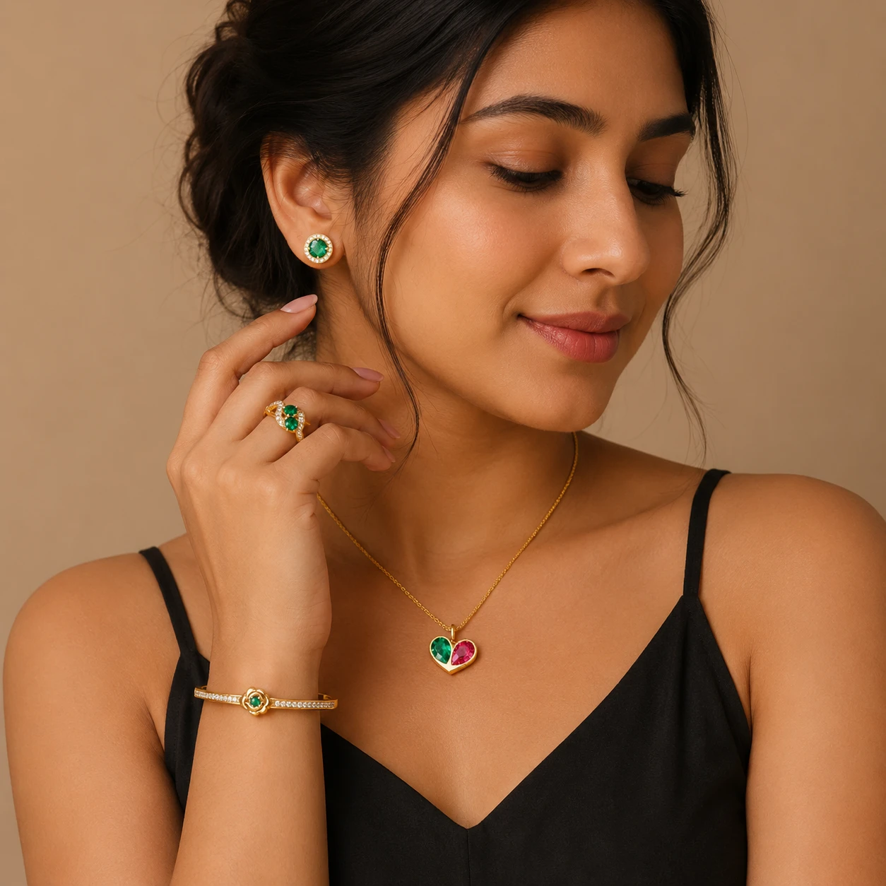 Minimalist Emerald Jewelry Set No.1