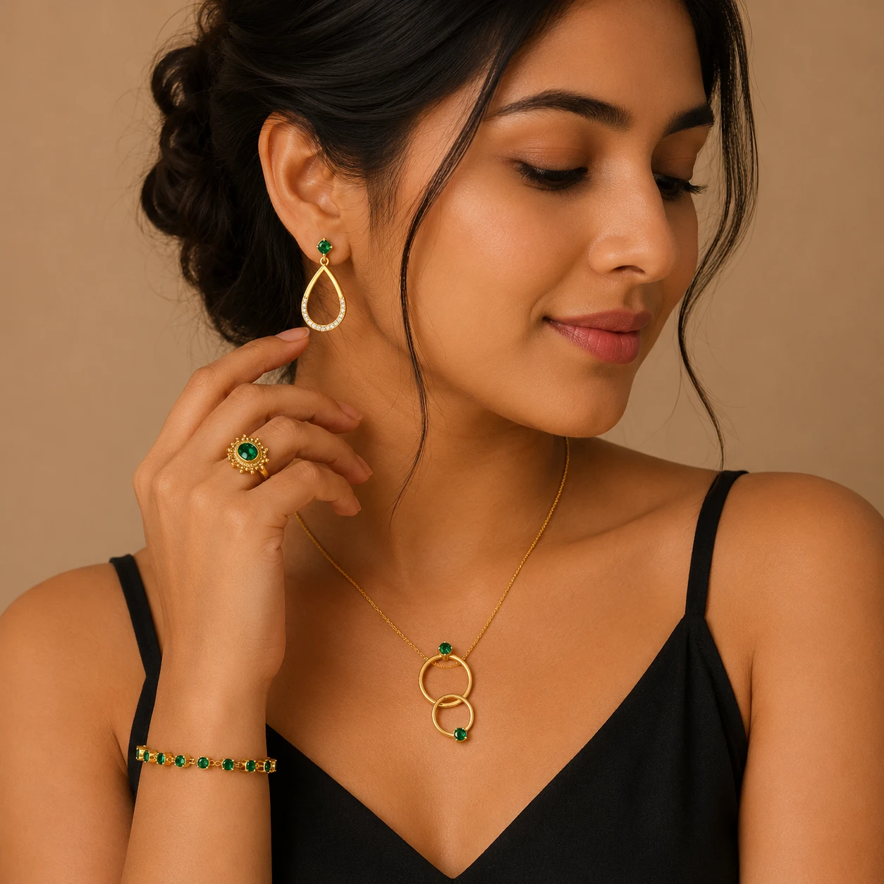 Minimalist Emerald Jewelry Set No.2