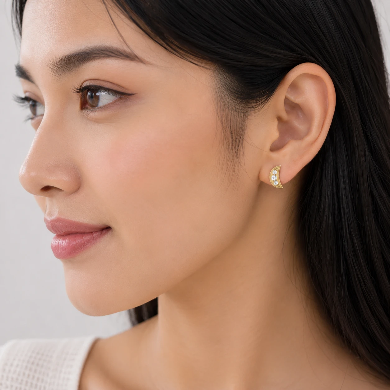 Sparkling Moon Stud Earrings For Women