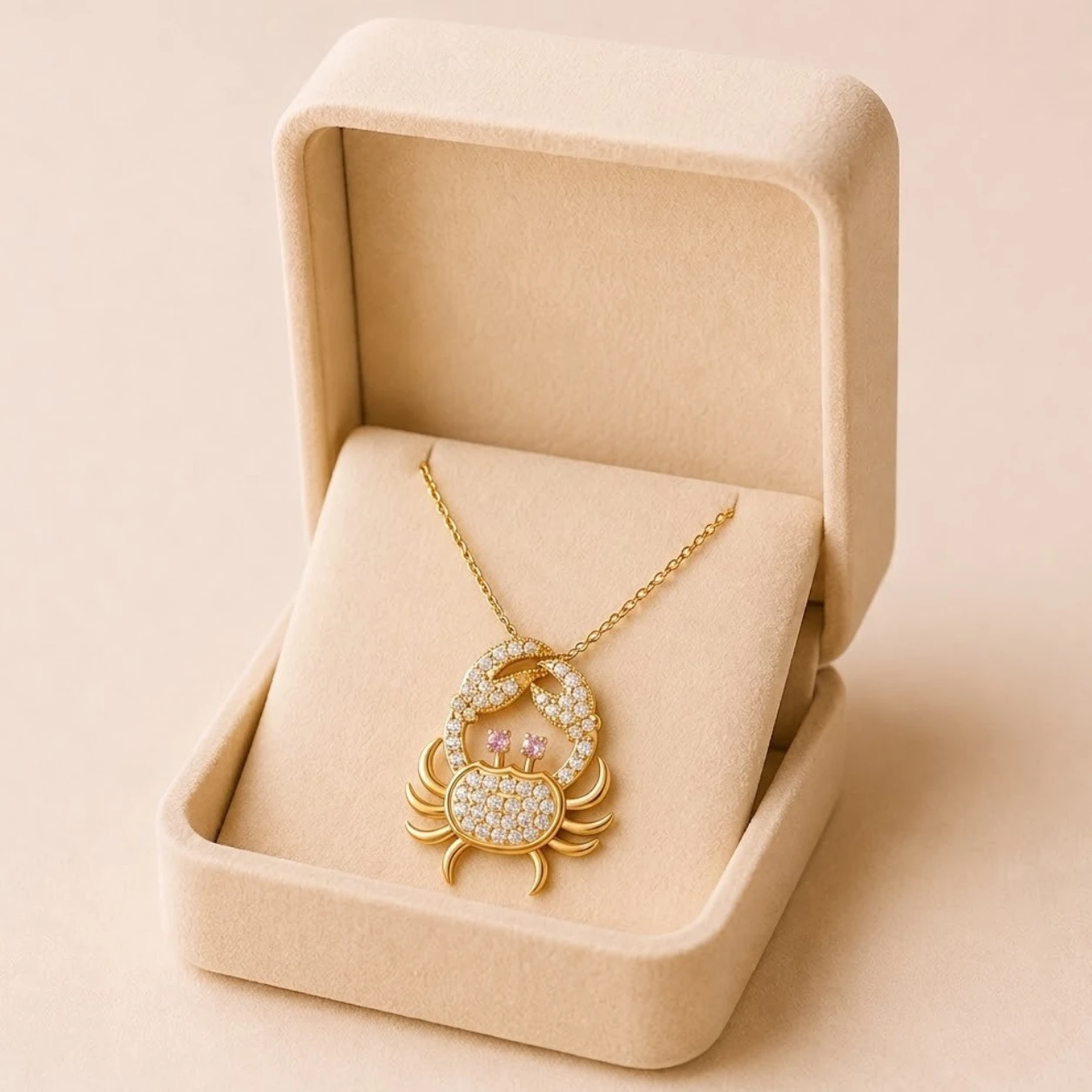 Morganite And Diamond Crab Pendant
