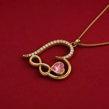 Morganite Gold Filled Infinity Heart Pendant