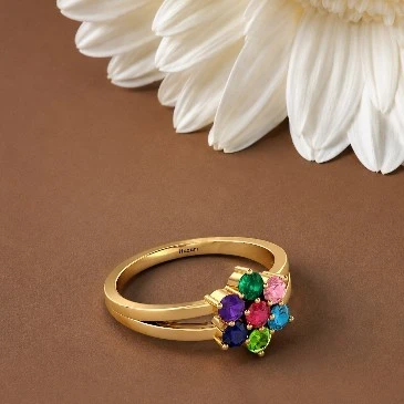 Gold Plated Multicolor Stone Floral Cocktail Ring