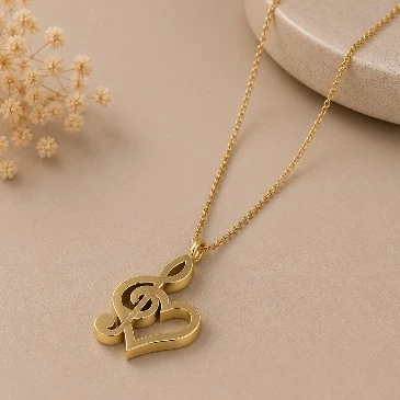 Music Heart Gold Plated Charm Pendant