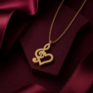 Music Heart Gold Plated Charm Pendant