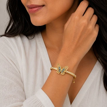 November Birthstone London Blue Topaz Butterfly Bracelet