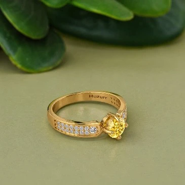 November Birthstone Round-Cut Citrine And Diamond Solitaire Ring