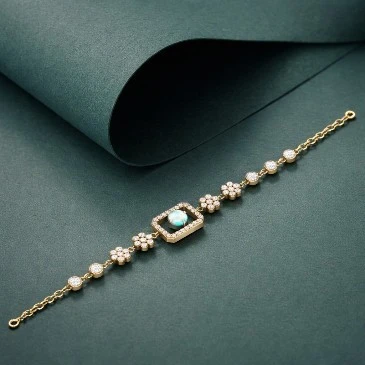 Opal Flower Chain Tennis Diamond Bracelet For Women