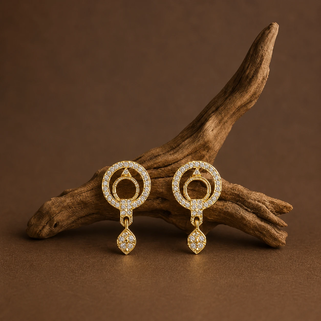 Open Circle Drop Diamond Earrings for leo