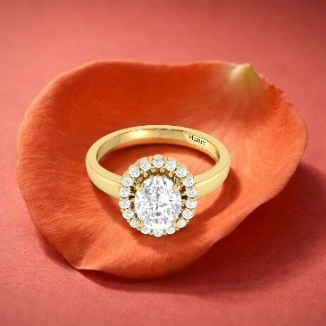 Oval Diamond Halo Ring For April Born