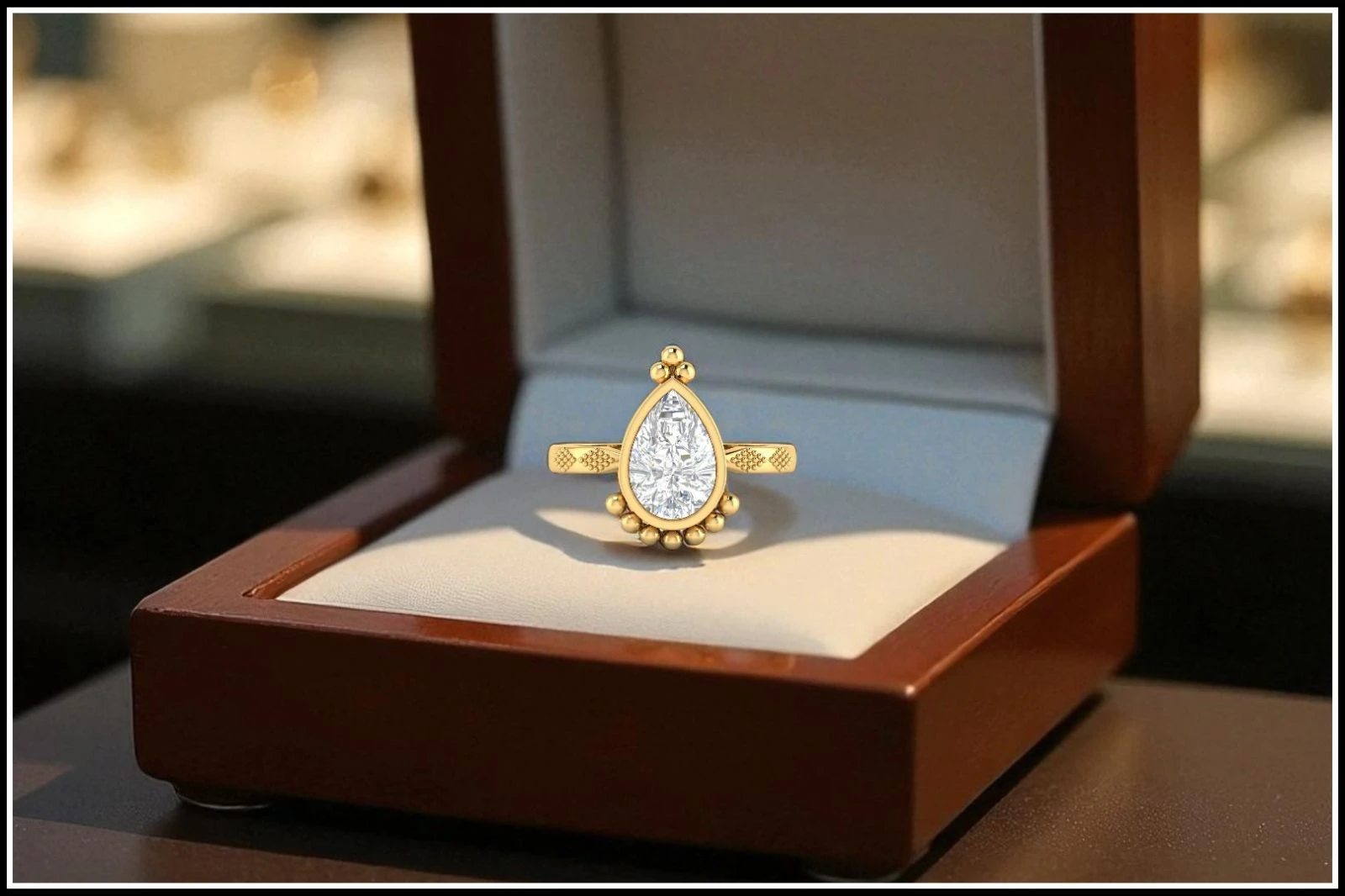 Pear cut diamond engagement ring