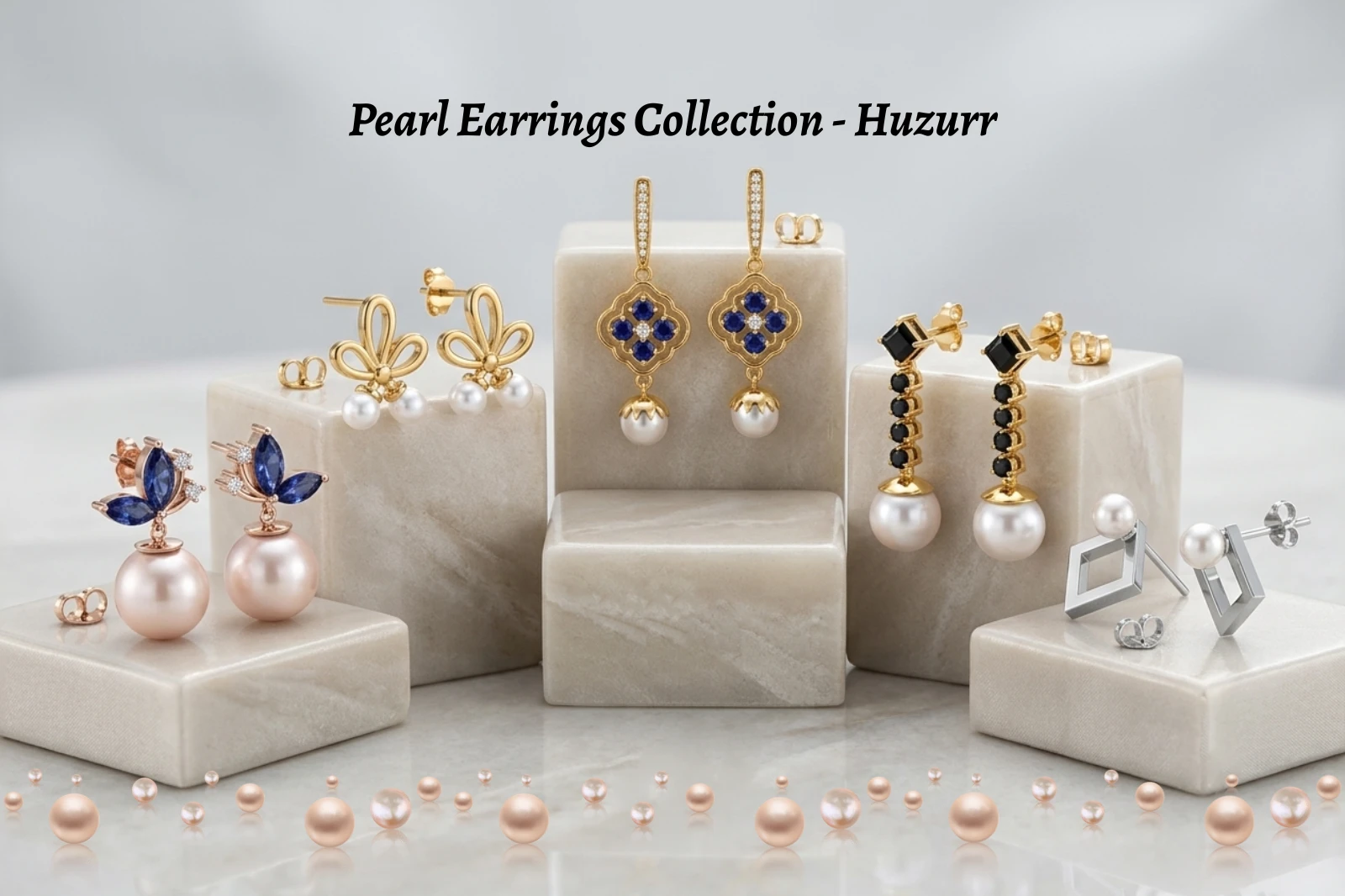 Huzurr pearl earrings collection featuring elegant pearl jewelry