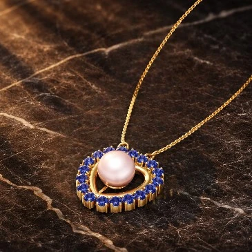 Akoya Pearl And Tanzanite Gold Filled Heart Pendant