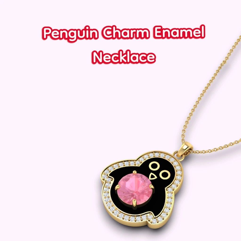 penguin-charm-enamel-necklace