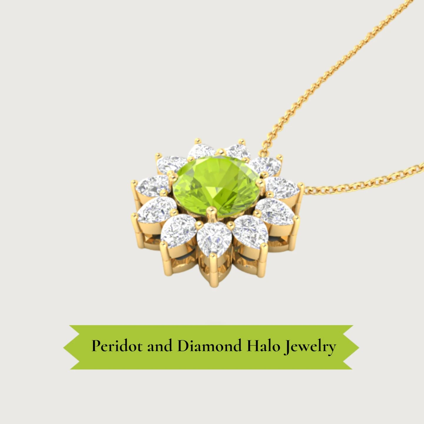 Peridot And Diamond Halo Jewelry