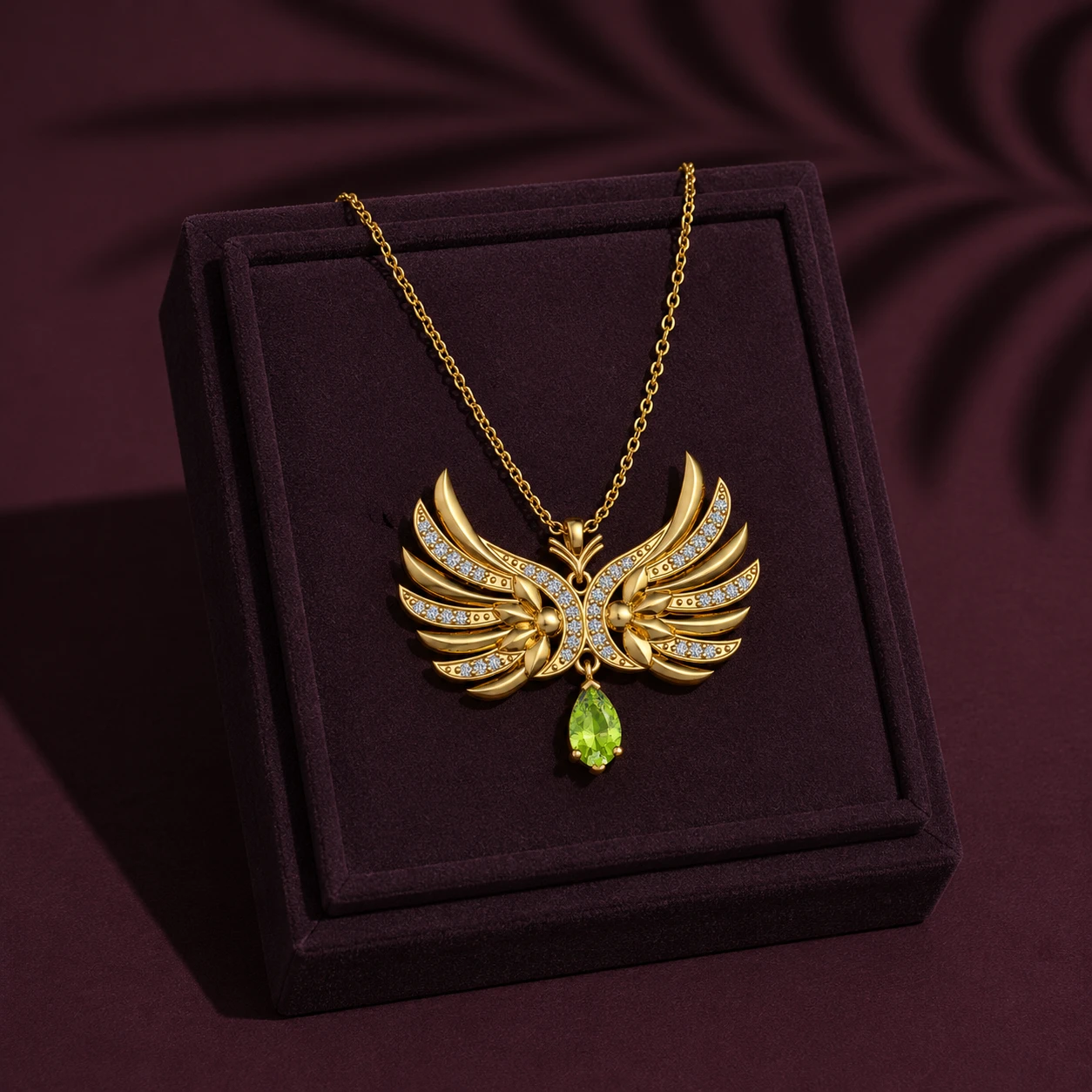 Peridot Gold Plated phoenix symbol Pendant